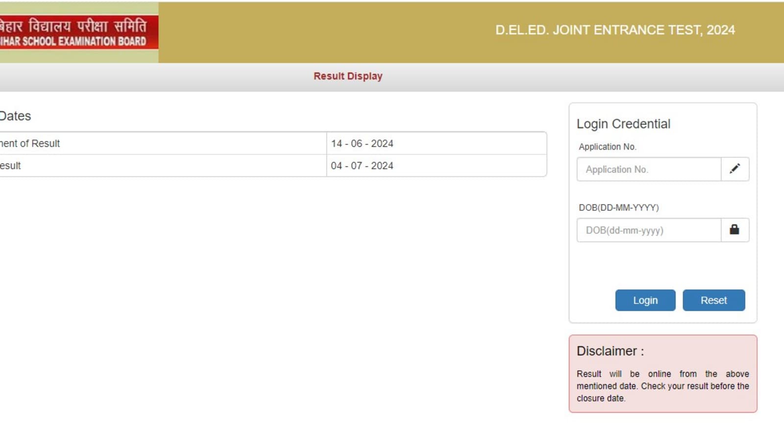 Bihar D.EL.ED Results 2024 released at secondary.biharboardonline.com, direct link to check results here