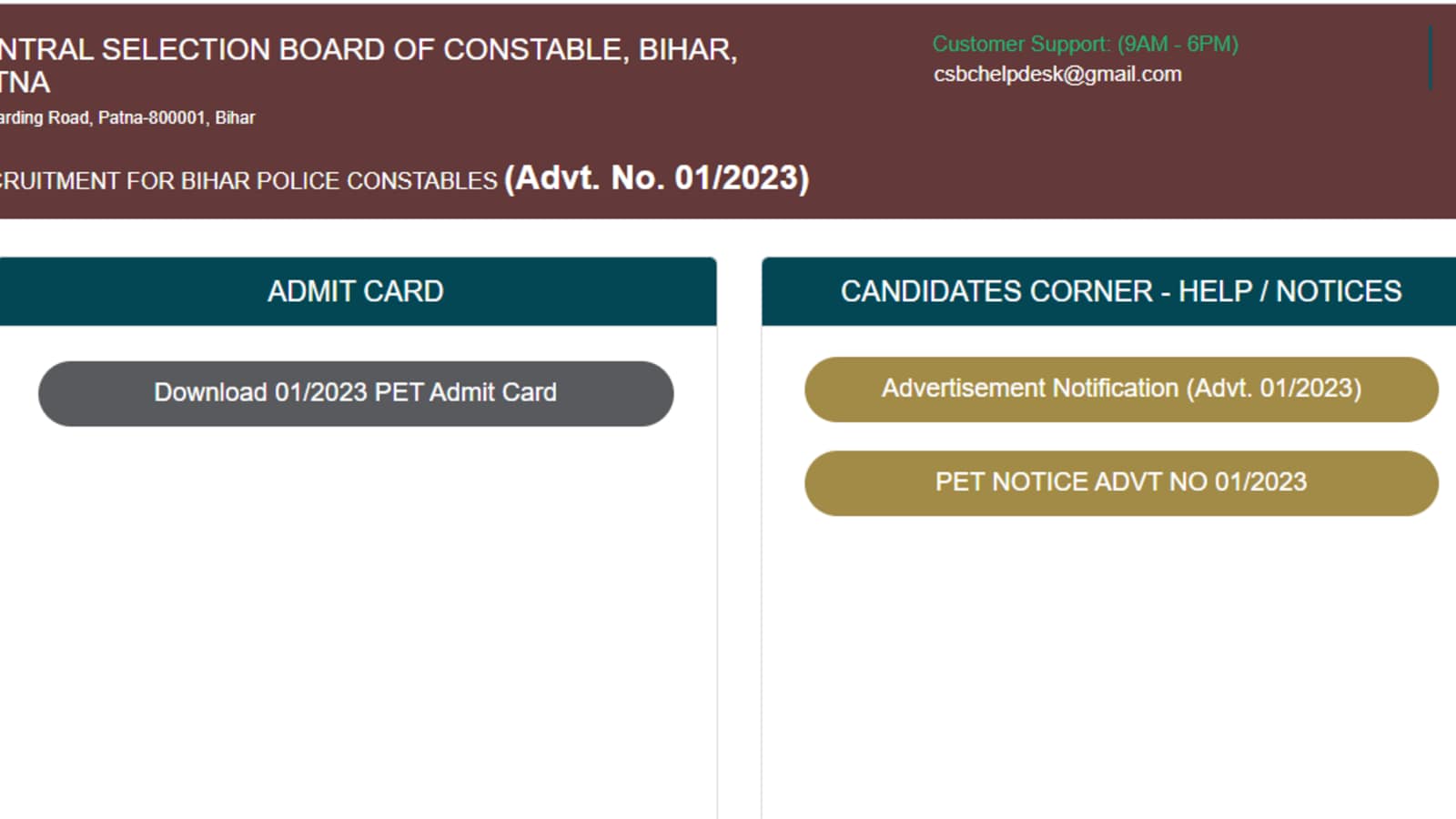 CSBC Bihar Police Constable PET admit card out at csbc.bihar.gov.in, direct link and important instructions