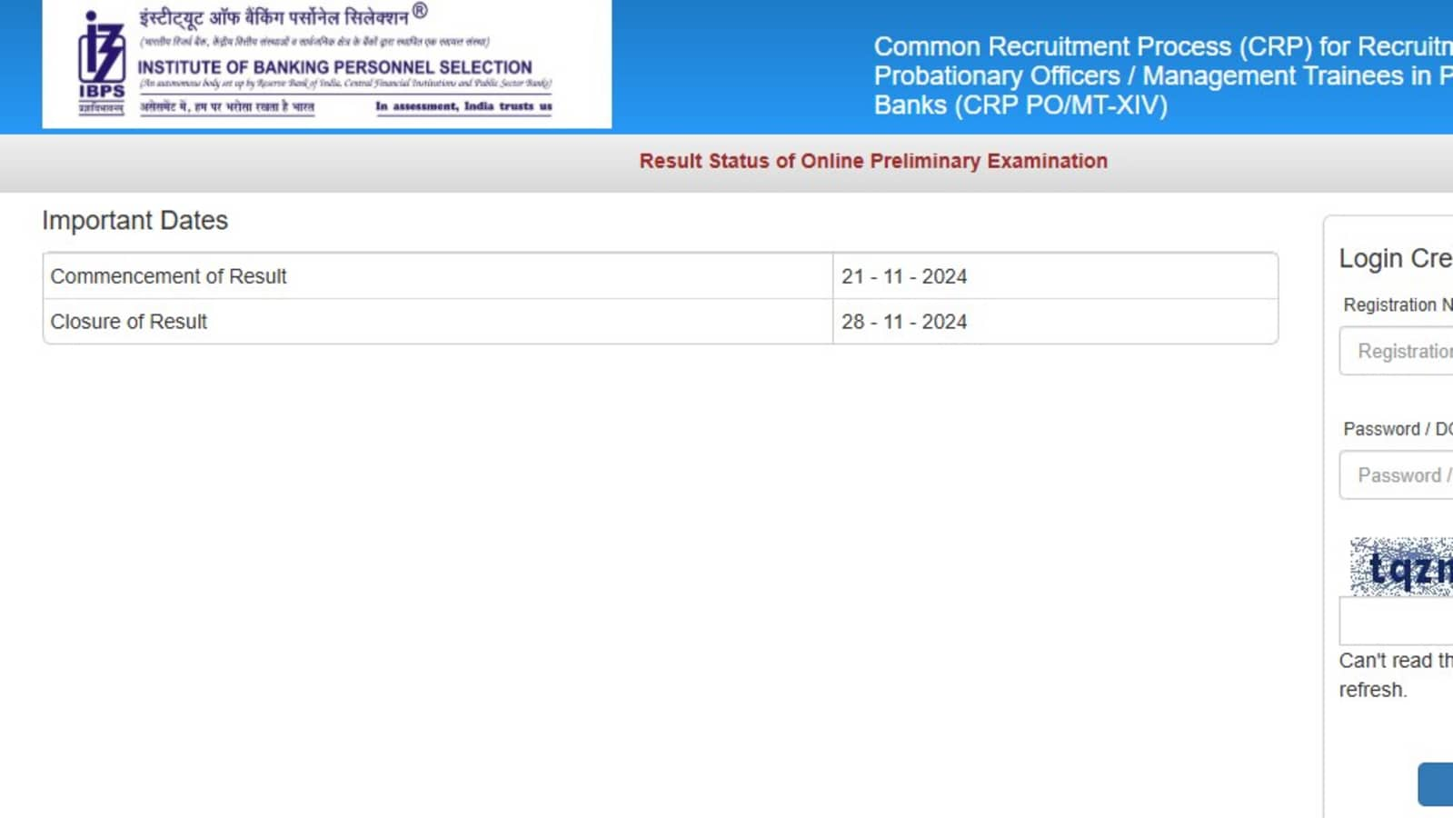 IBPS PO Prelims Result 2024 out at ibps.in, here’s direct link to check CRP-PO/MTs-XIV results